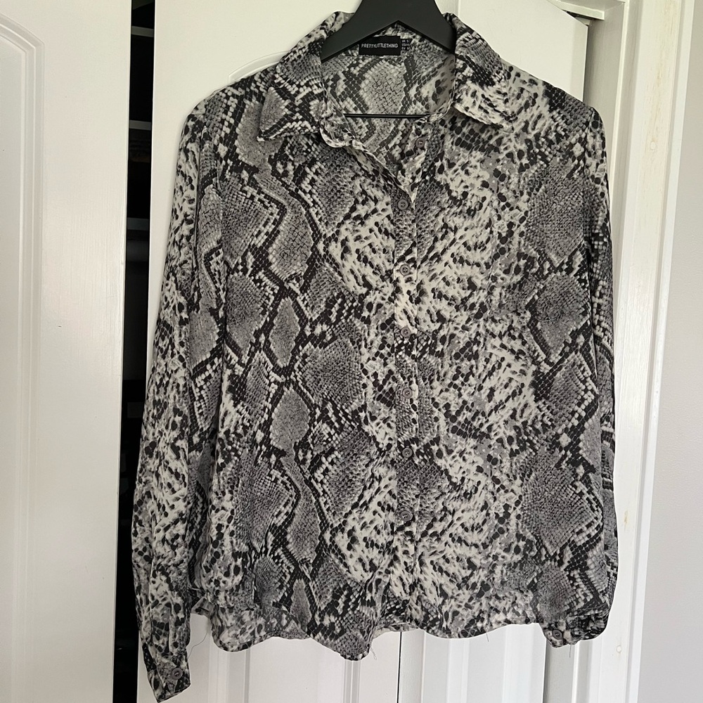 Snakeskin business casual blouse